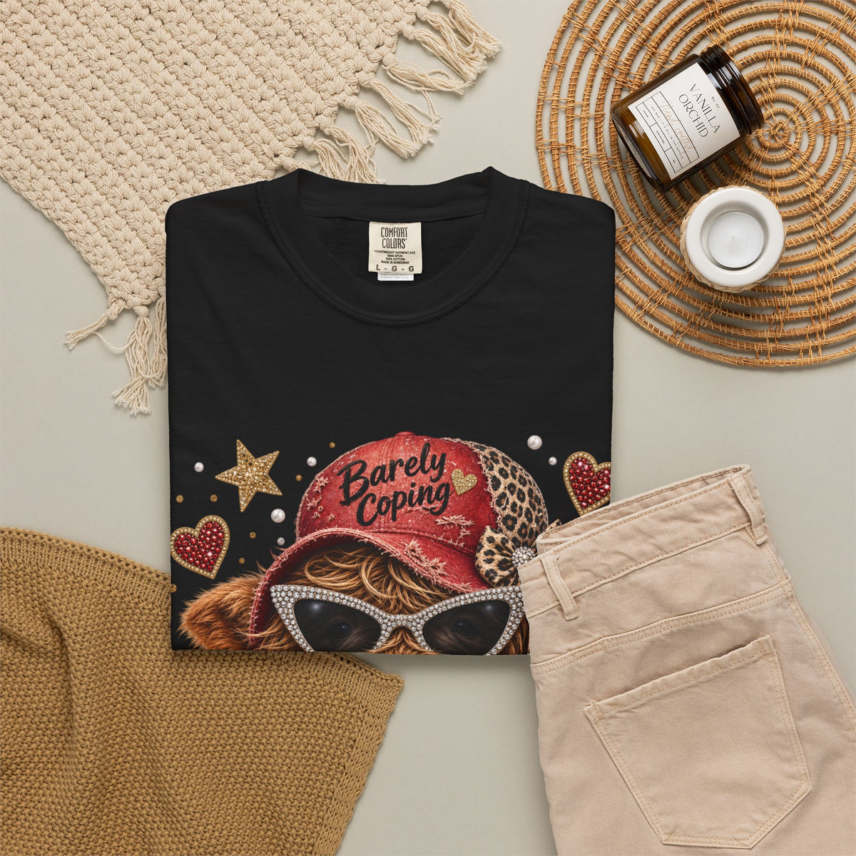 Barely Coping Highland Cow Shirt – Caffeine & Chaos Funny Graphic Tee