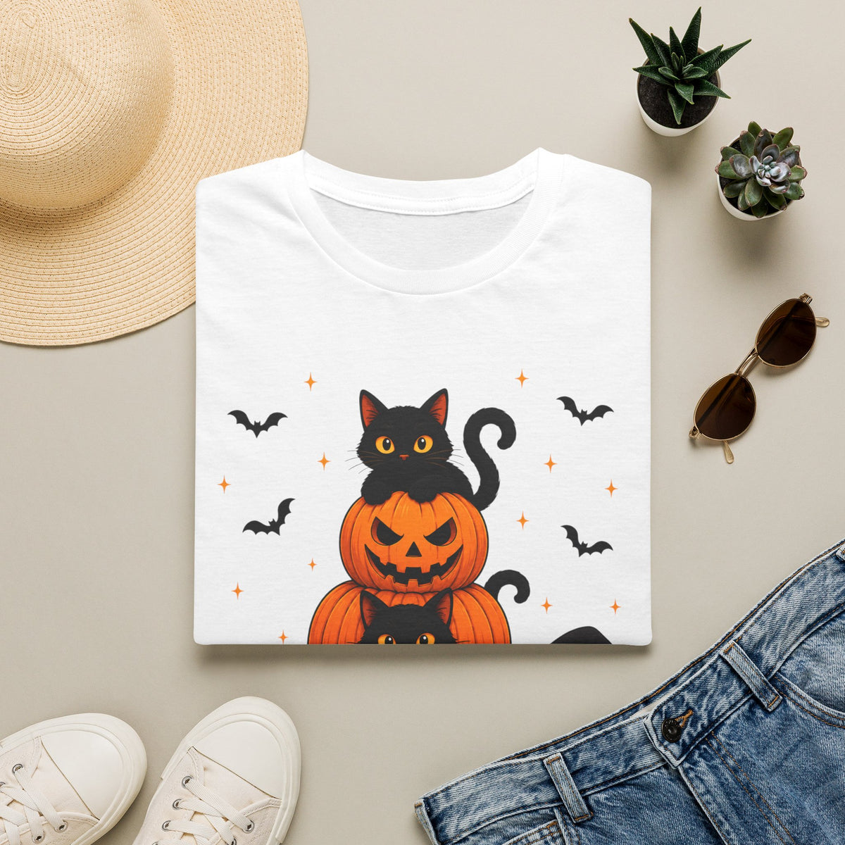 Black Cat Pumpkin Halloween Shirt – Cute Spooky Season Graphic Tee