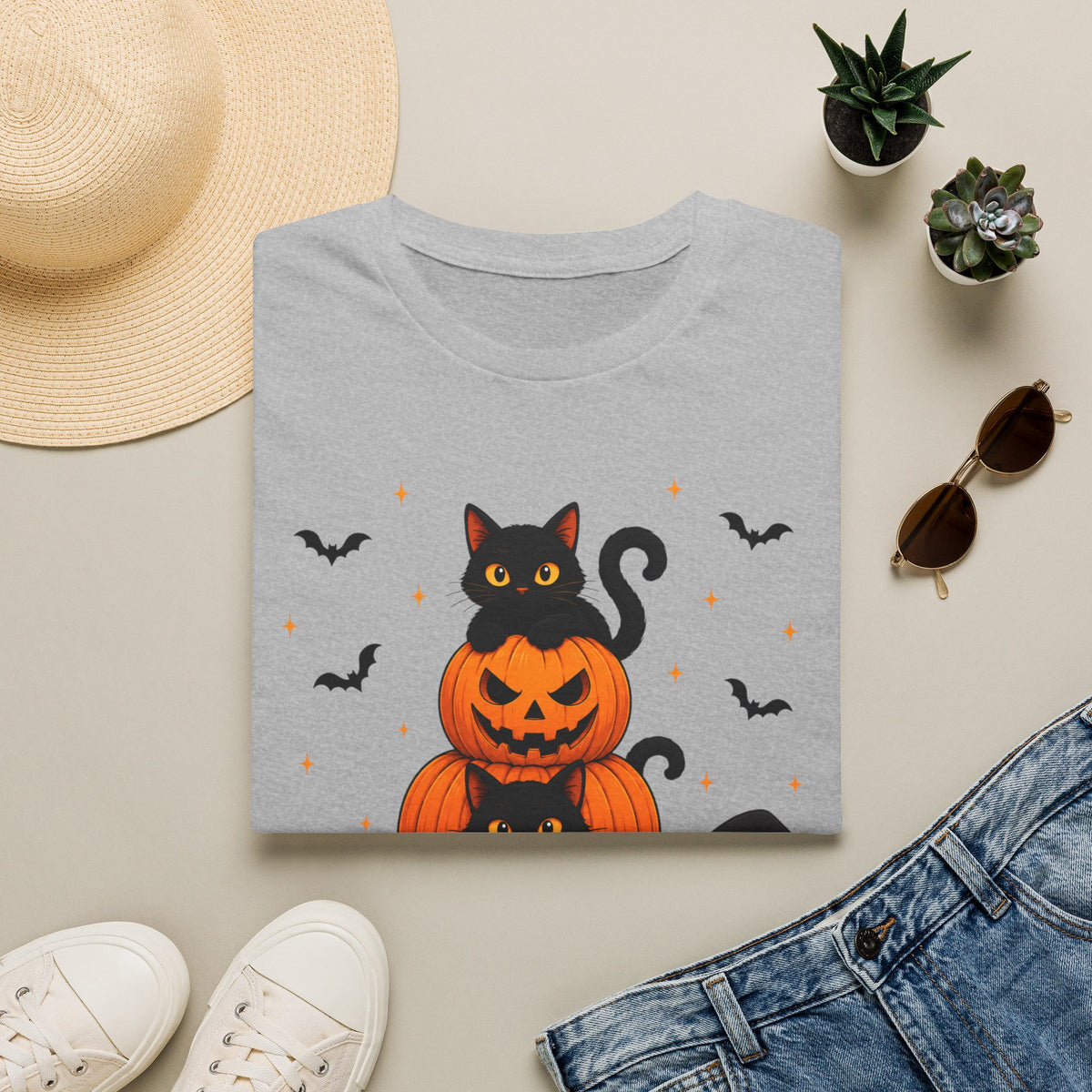 Black Cat Pumpkin Halloween Shirt – Cute Spooky Season Graphic Tee