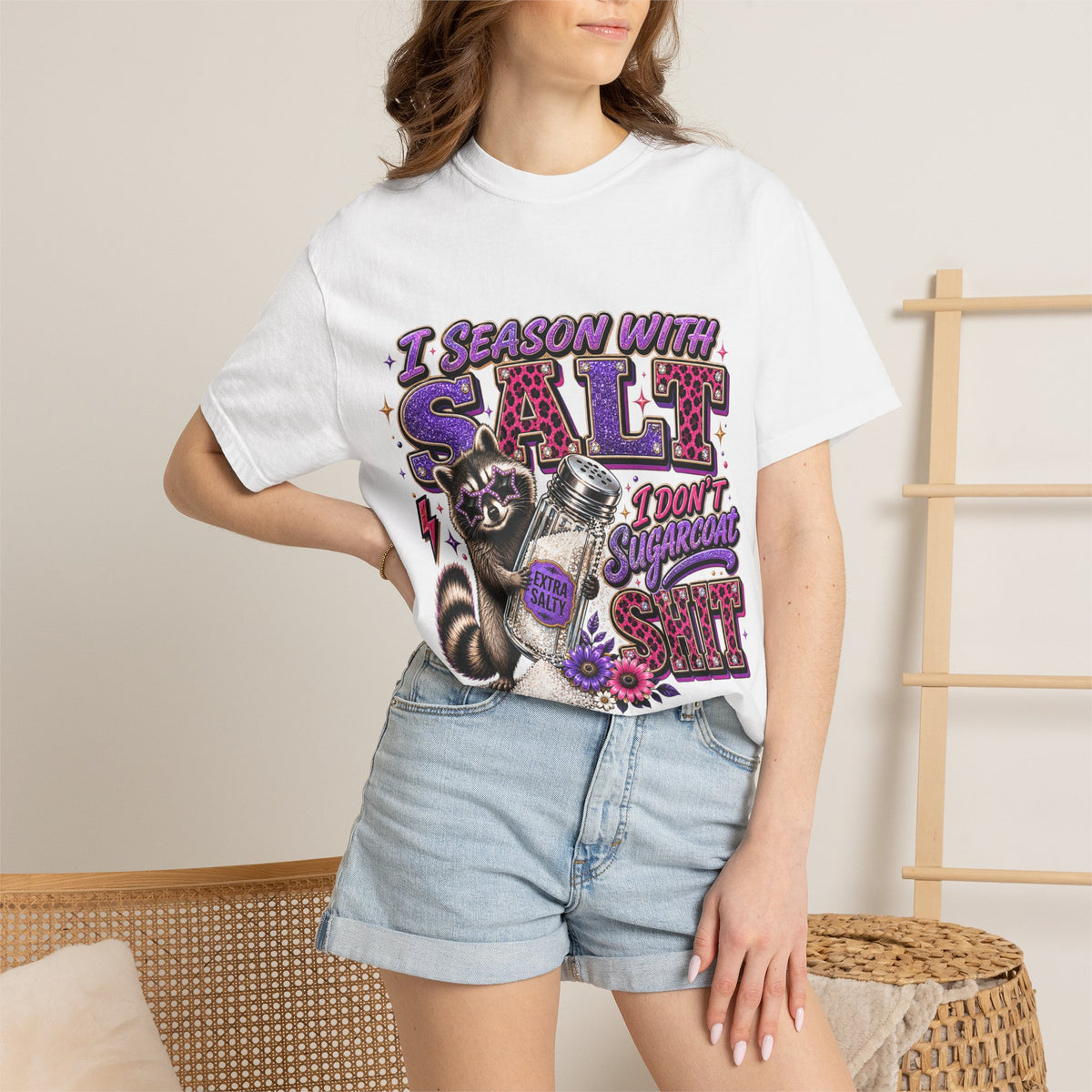 I Season With Salt I Don’t Sugarcoat Sh*t Funny Raccoon T-Shirt