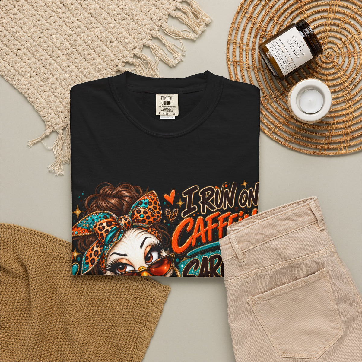 I Run on Caffeine & Sarcasm Shirt – Funny Coffee Lover Graphic Tee