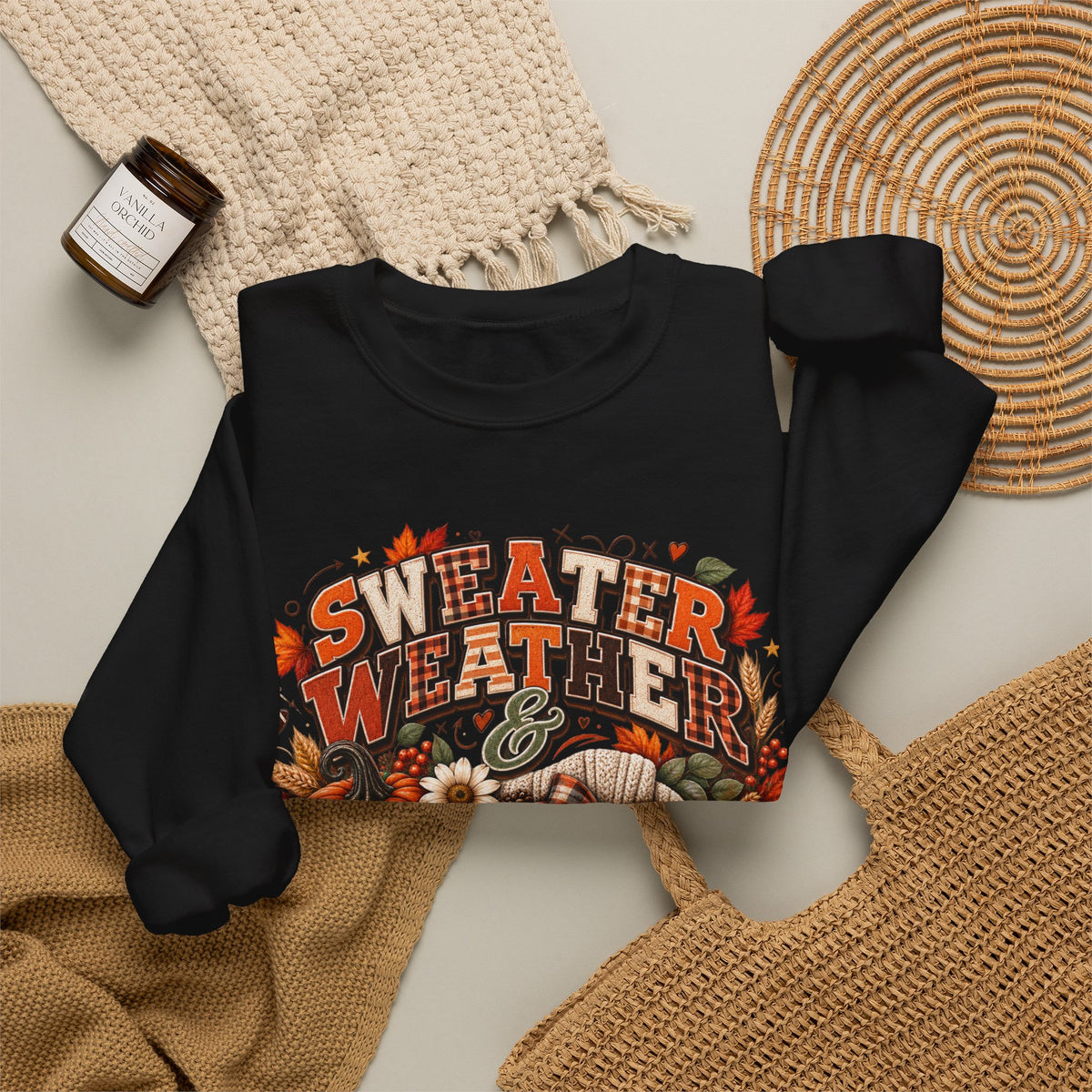 Sweater Weather & Football Sweatshirt – Cozy Fall Game Day Crewneck  Product Description