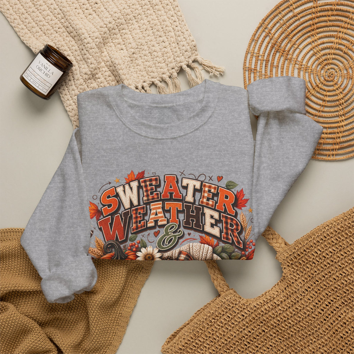 Sweater Weather & Football Sweatshirt – Cozy Fall Game Day Crewneck  Product Description