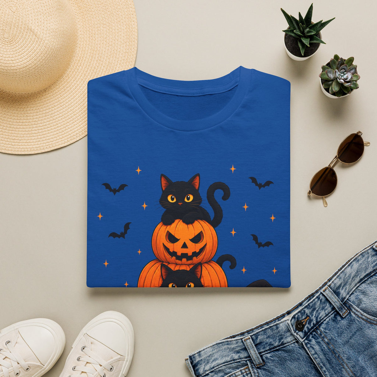 Black Cat Pumpkin Halloween Shirt – Cute Spooky Season Graphic Tee