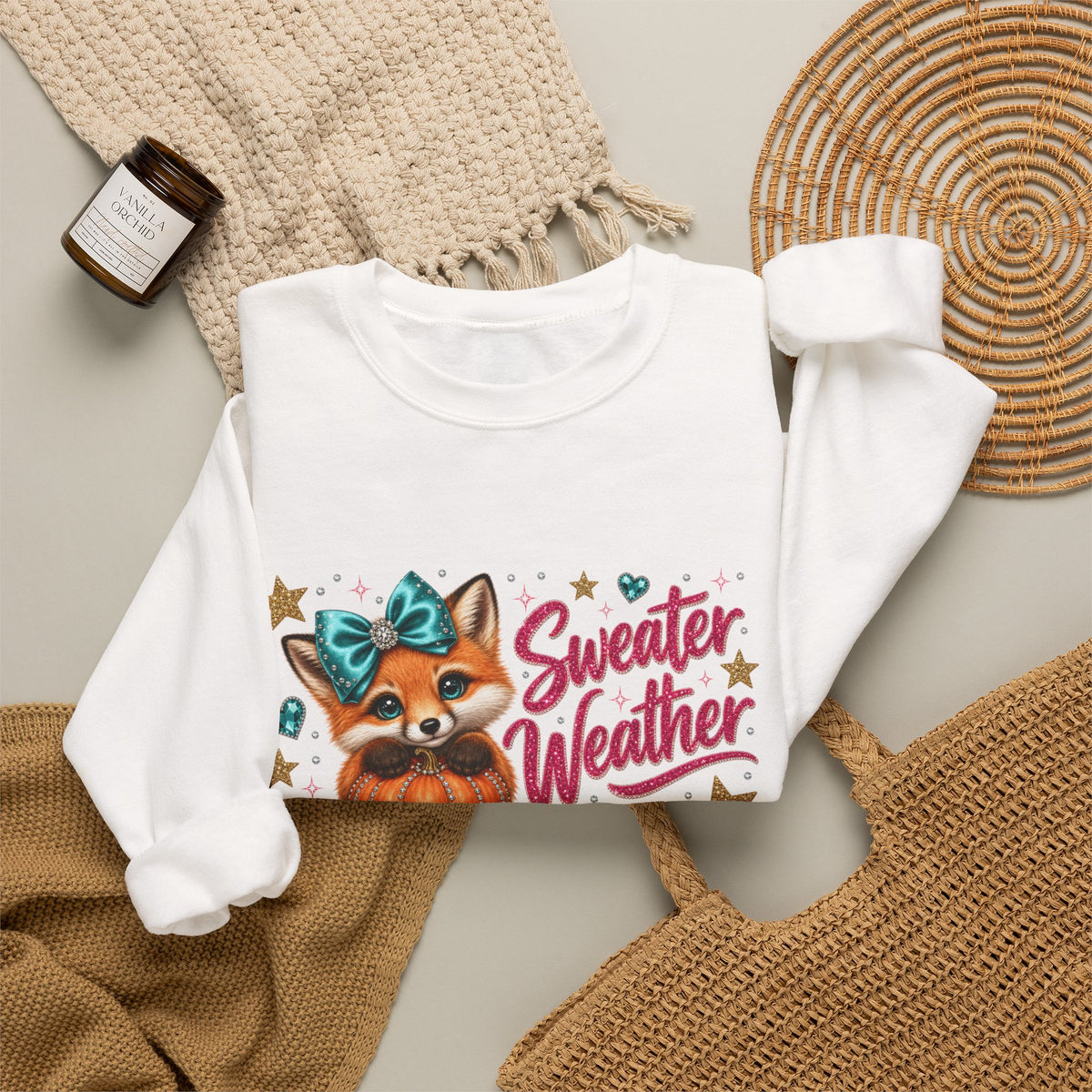 Cute Fall Fox Sweatshirt – Sweater Weather & Fall Vibes Crewneck