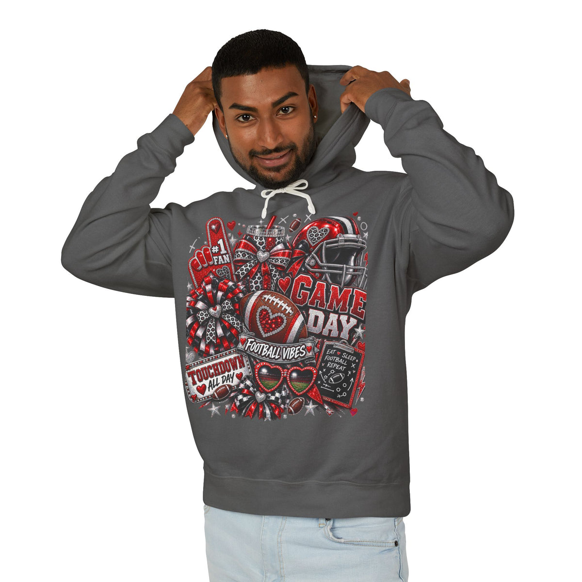 Game Day Football Hoodie – Unisex Football Fan Graphic Sweatshirt for Men & Women