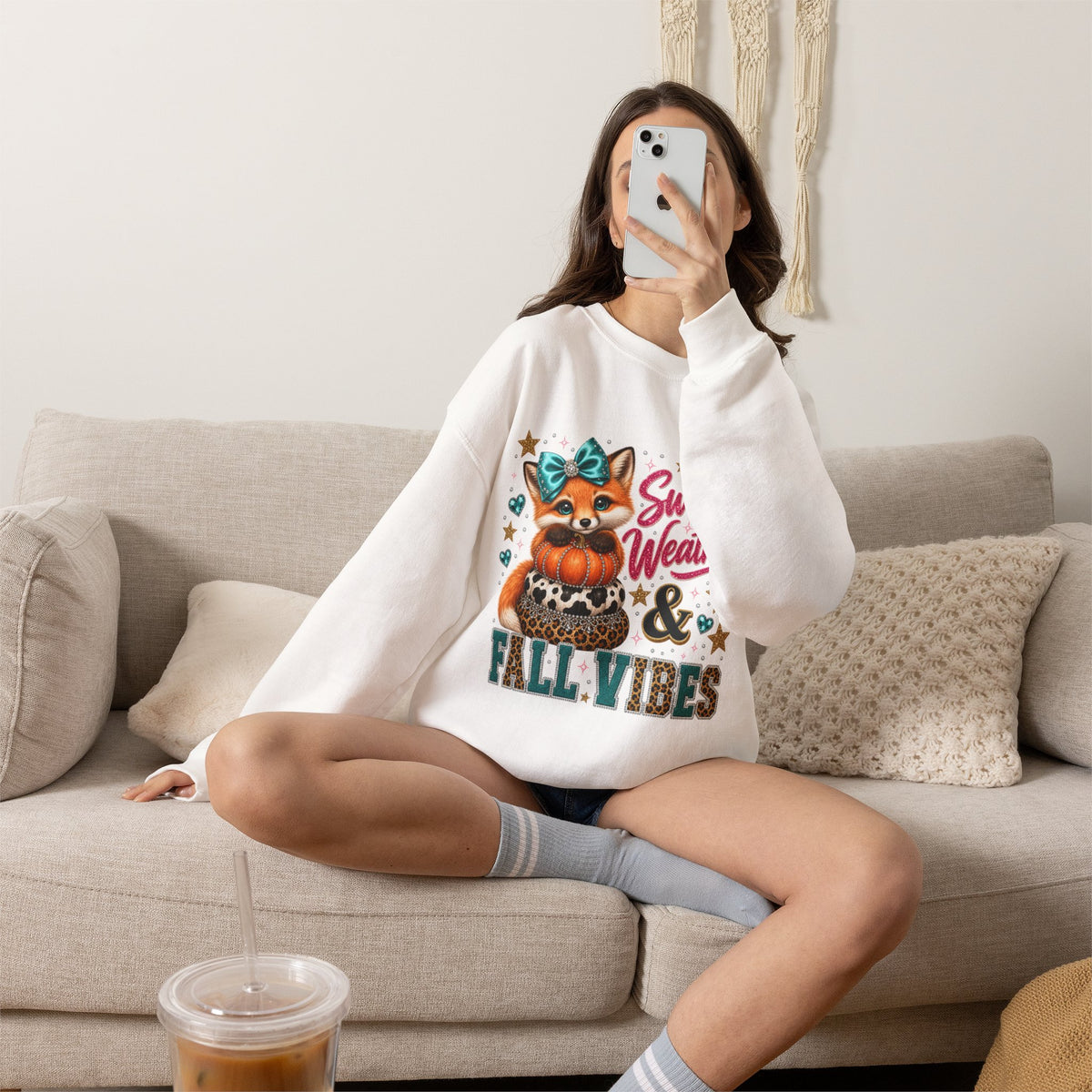 Cute Fall Fox Sweatshirt – Sweater Weather & Fall Vibes Crewneck
