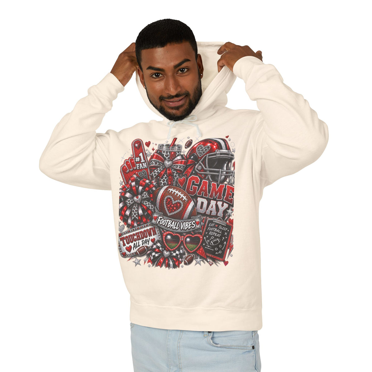 Game Day Football Hoodie – Unisex Football Fan Graphic Sweatshirt for Men & Women