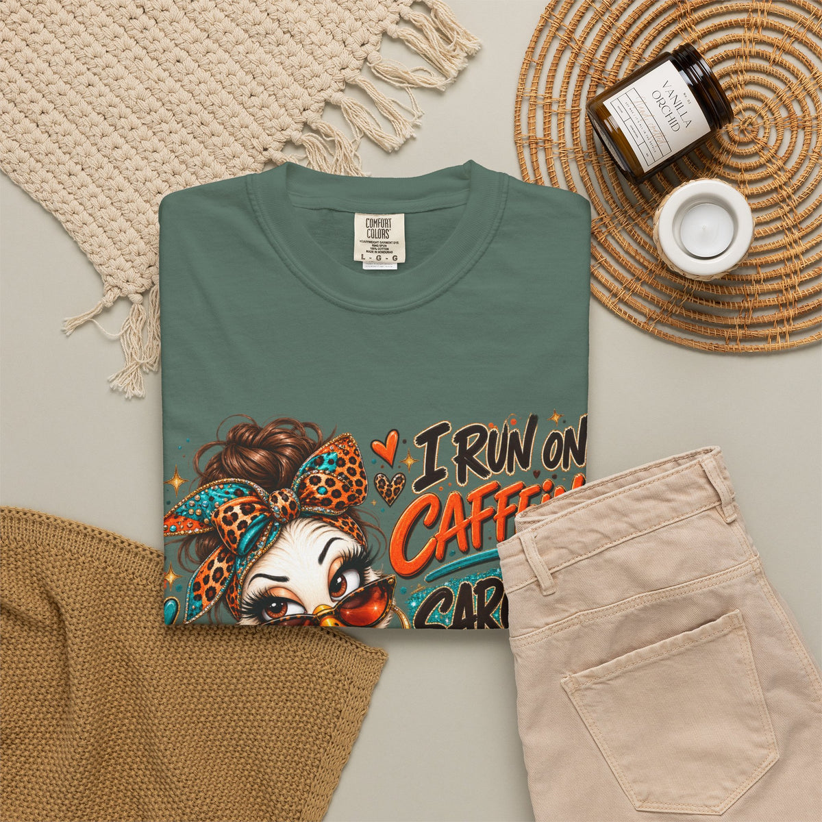 I Run on Caffeine & Sarcasm Shirt – Funny Coffee Lover Graphic Tee