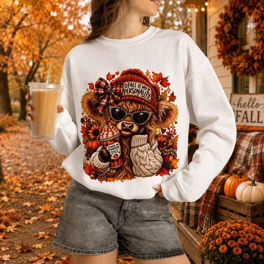 🍁 Fall Is My Personality Highland Cow Sweatshirt