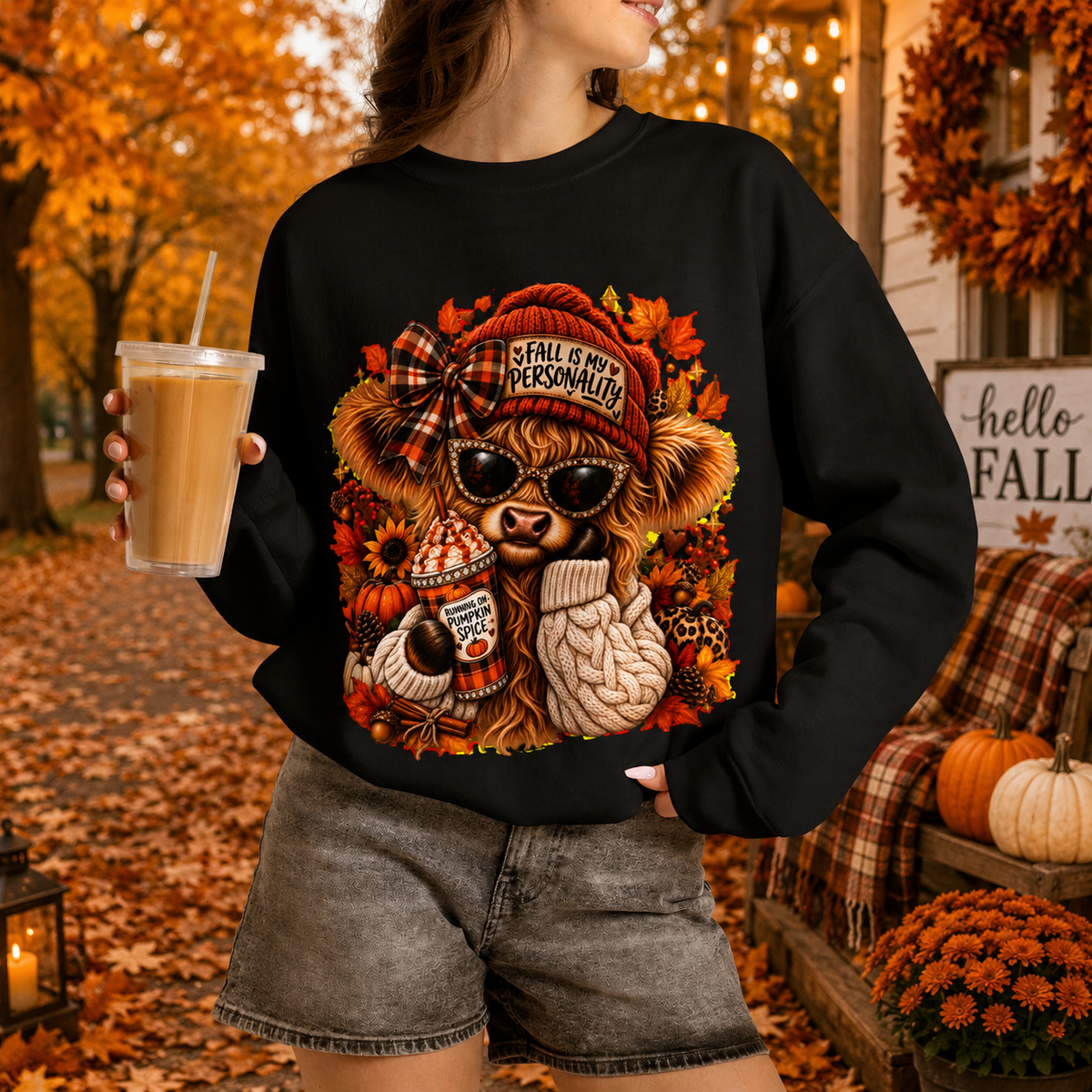 🍁 Fall Is My Personality Highland Cow Sweatshirt