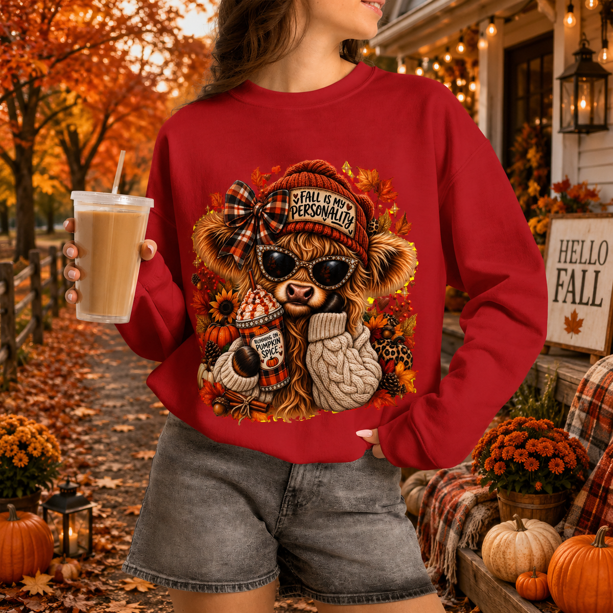🍁 Fall Is My Personality Highland Cow Sweatshirt