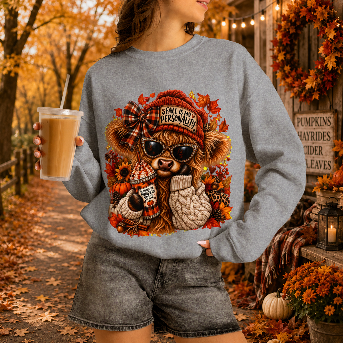 🍁 Fall Is My Personality Highland Cow Sweatshirt