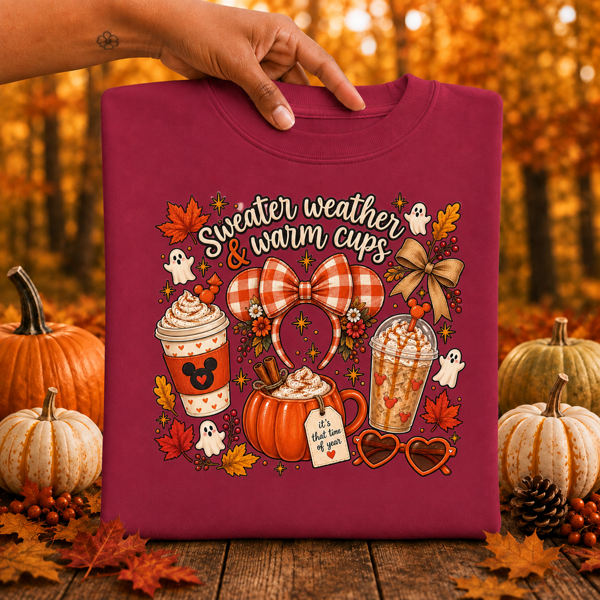 Sweater Weather & Warm Cups Sweatshirt – Cute Fall Coffee Cozy Crewneck