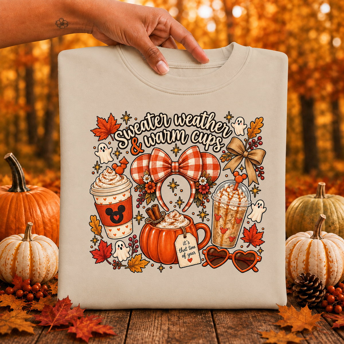 Sweater Weather & Warm Cups Sweatshirt – Cute Fall Coffee Cozy Crewneck