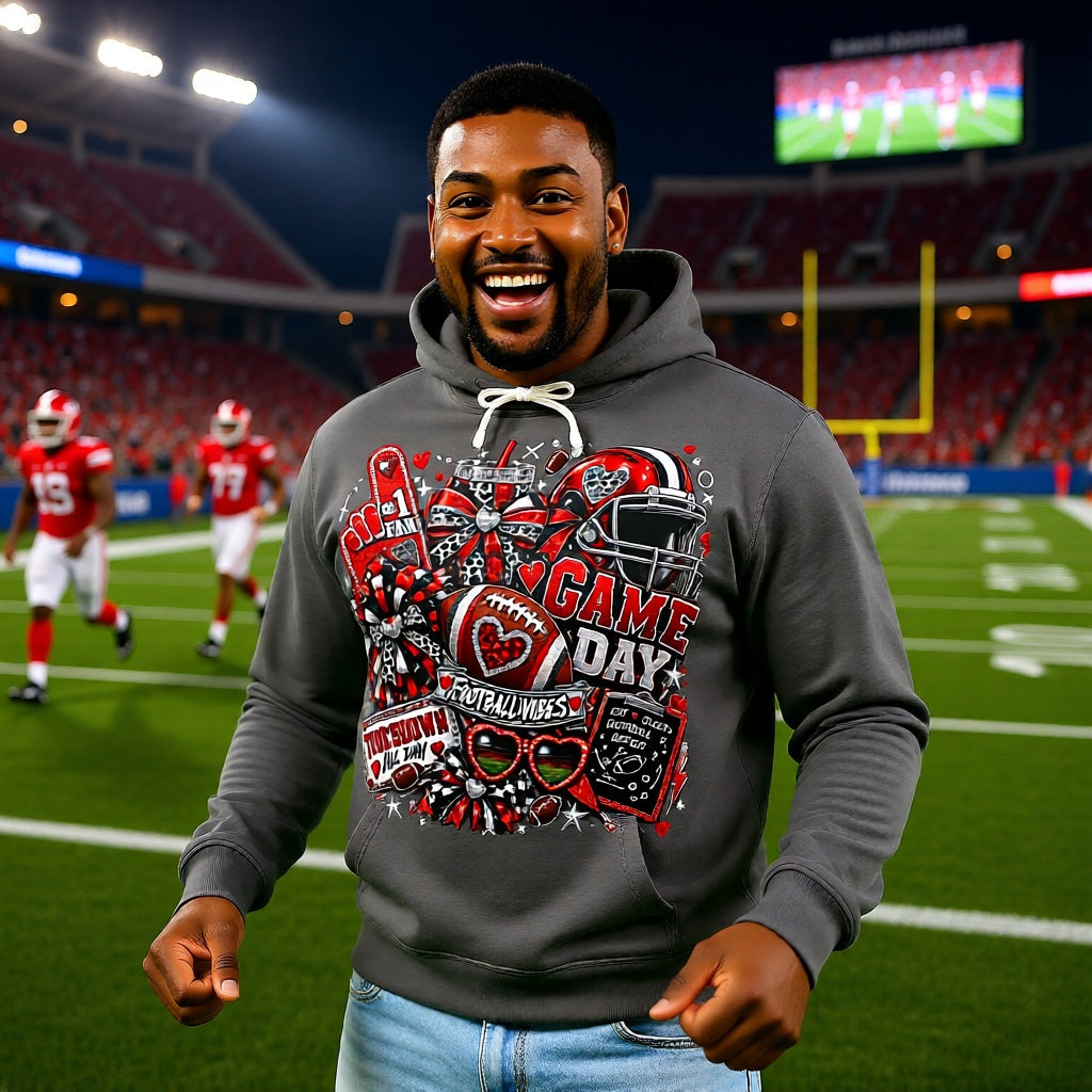 Game Day Football Hoodie – Unisex Football Fan Graphic Sweatshirt for Men & Women