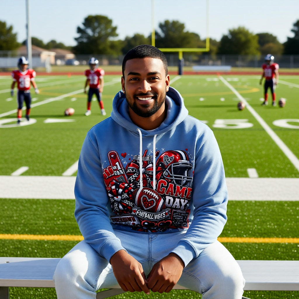 Game Day Football Hoodie – Unisex Football Fan Graphic Sweatshirt for Men & Women
