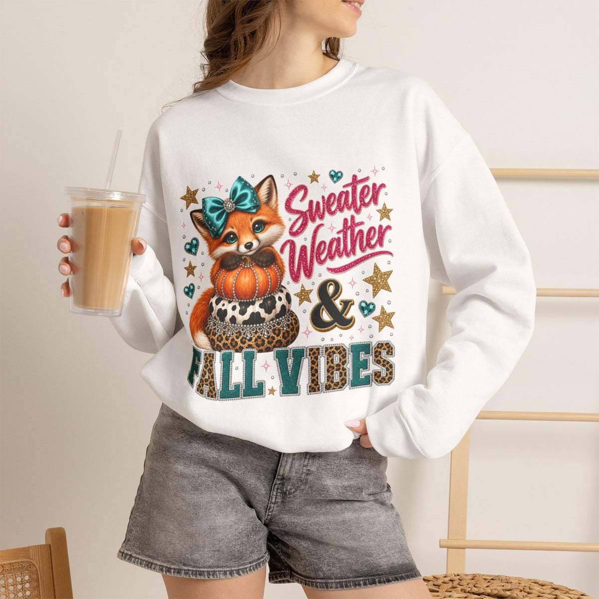 Cute Fall Fox Sweatshirt – Sweater Weather & Fall Vibes Crewneck