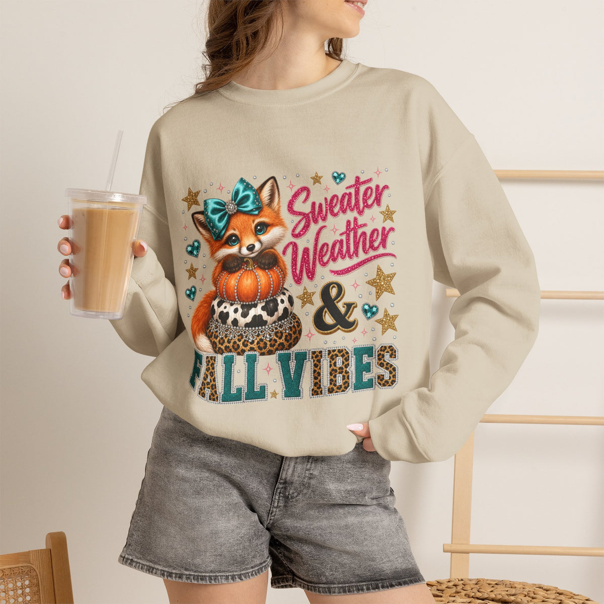 Cute Fall Fox Sweatshirt – Sweater Weather & Fall Vibes Crewneck
