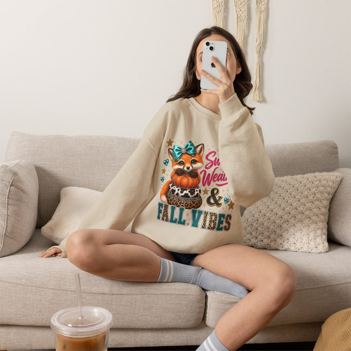 Cute Fall Fox Sweatshirt – Sweater Weather & Fall Vibes Crewneck
