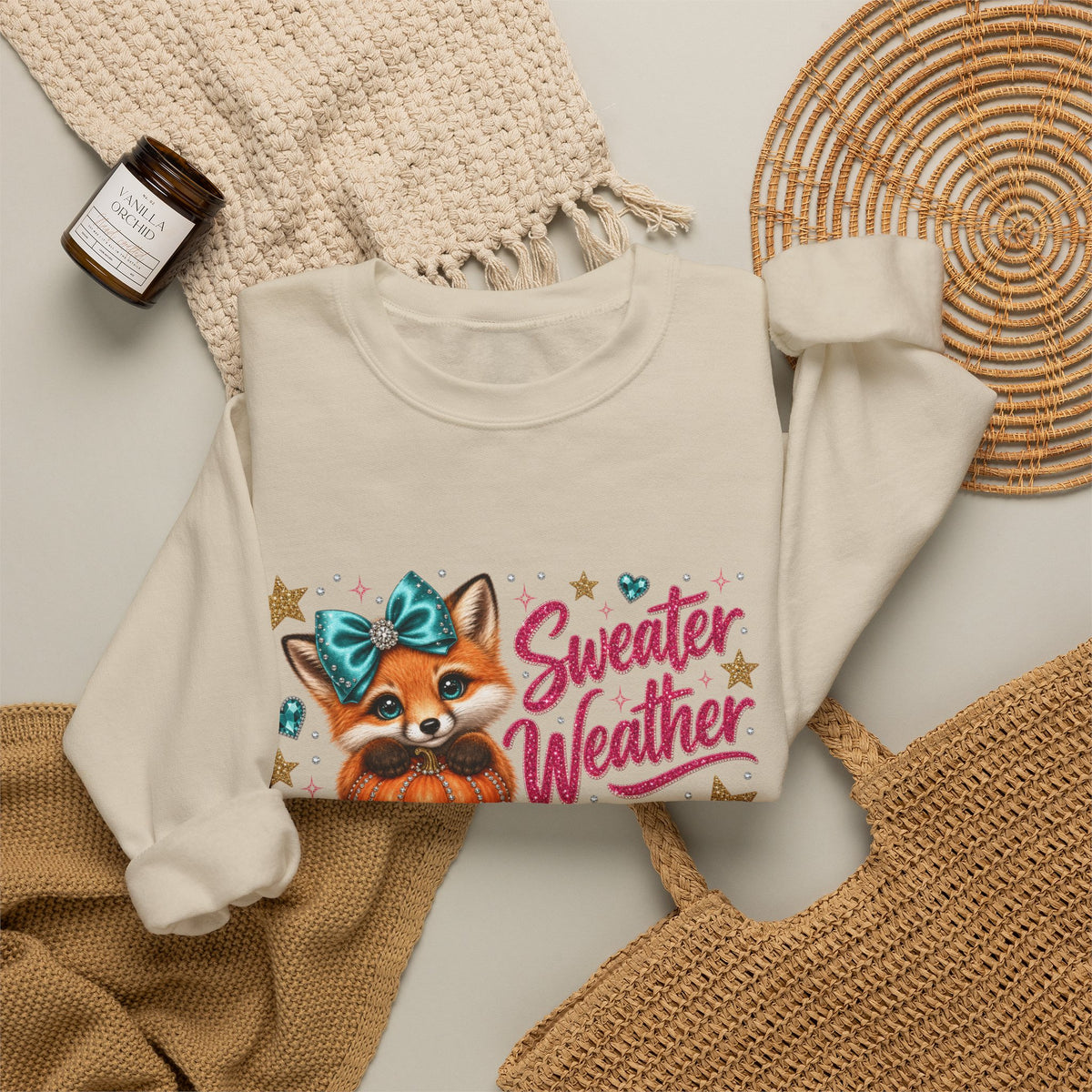 Cute Fall Fox Sweatshirt – Sweater Weather & Fall Vibes Crewneck