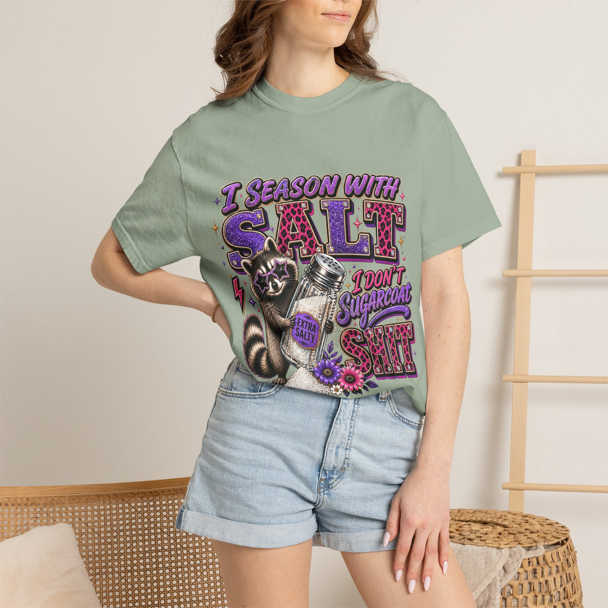 I Season With Salt I Don’t Sugarcoat Sh*t Funny Raccoon T-Shirt