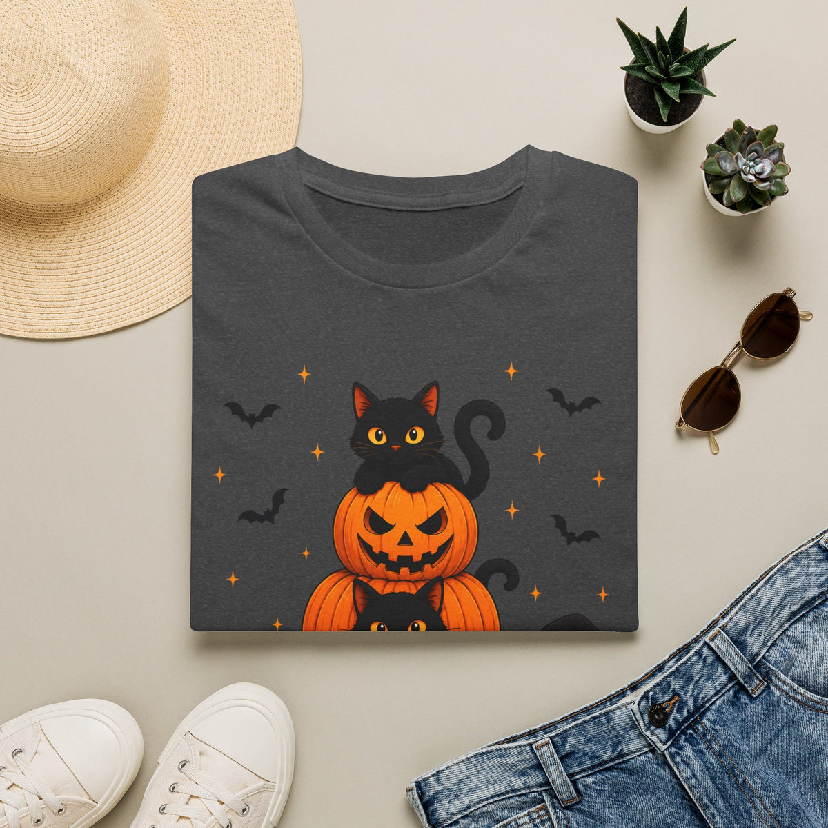 Black Cat Pumpkin Halloween Shirt – Cute Spooky Season Graphic Tee