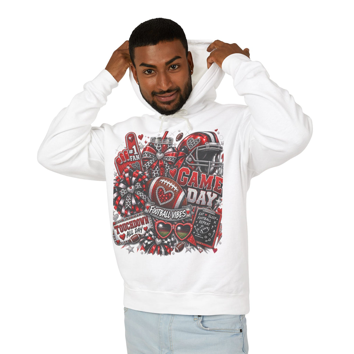 Game Day Football Hoodie – Unisex Football Fan Graphic Sweatshirt for Men & Women
