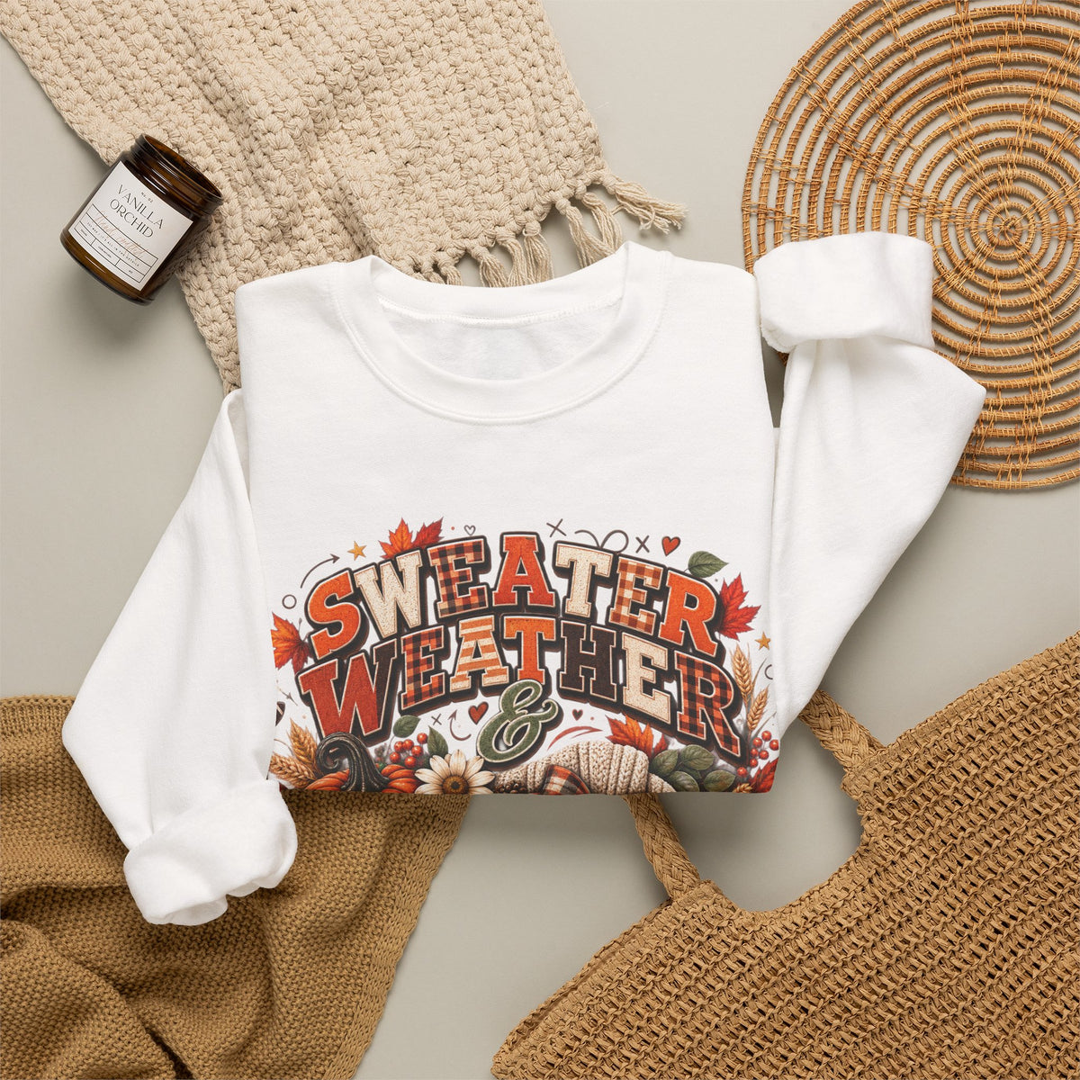 Sweater Weather & Football Sweatshirt – Cozy Fall Game Day Crewneck  Product Description