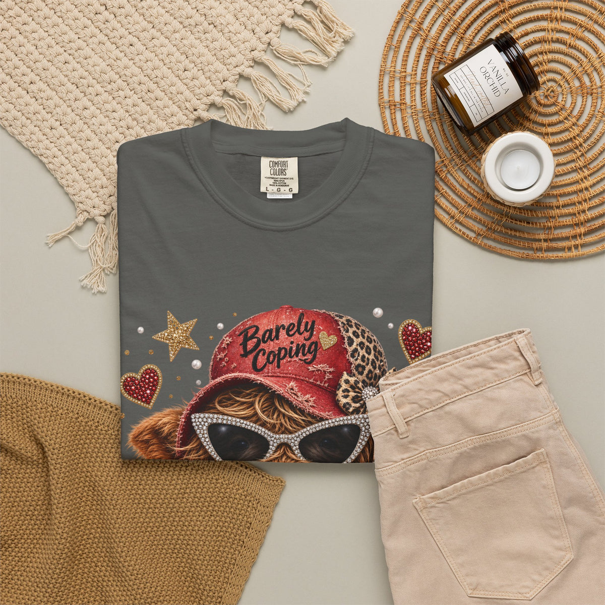 Barely Coping Highland Cow Shirt – Caffeine & Chaos Funny Graphic Tee