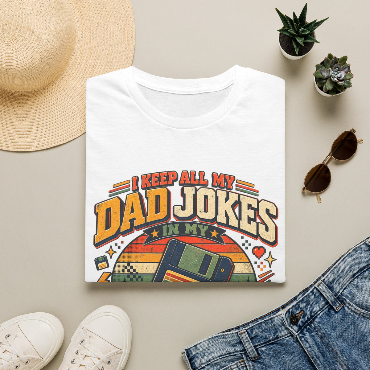 Funny Dad Joke Shirt – I Keep All My Dad Jokes in My Dad-A-Base Retro T-Shirt