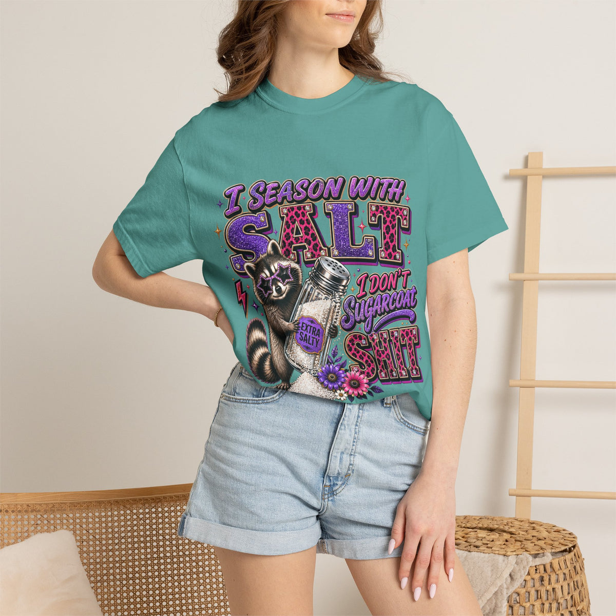 I Season With Salt I Don’t Sugarcoat Sh*t Funny Raccoon T-Shirt
