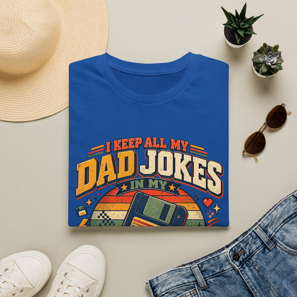 Funny Dad Joke Shirt – I Keep All My Dad Jokes in My Dad-A-Base Retro T-Shirt