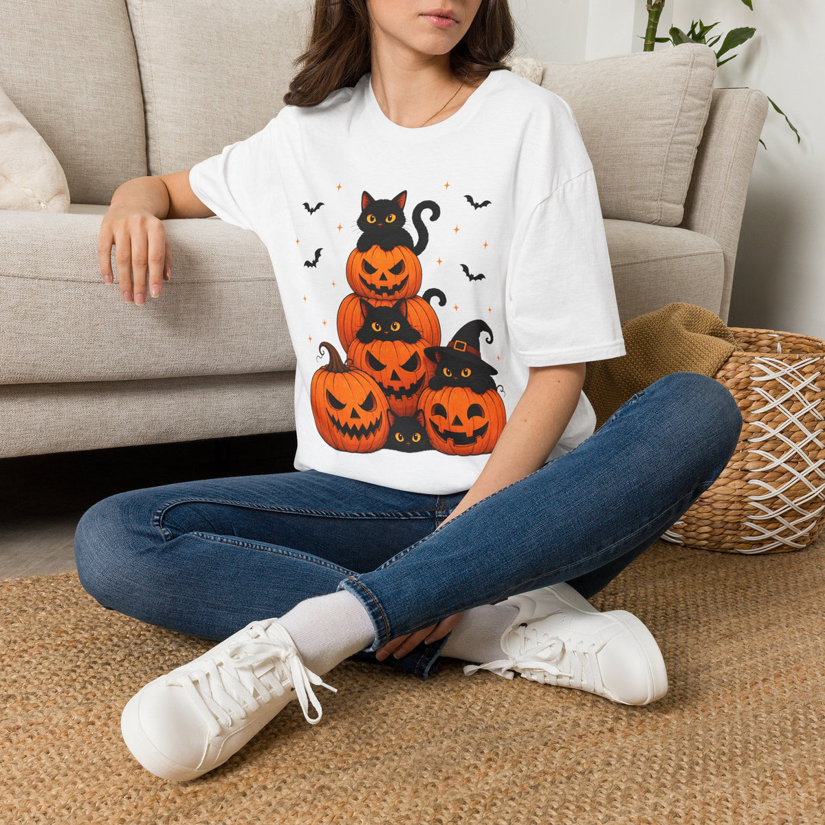 Black Cat Pumpkin Halloween Shirt – Cute Spooky Season Graphic Tee
