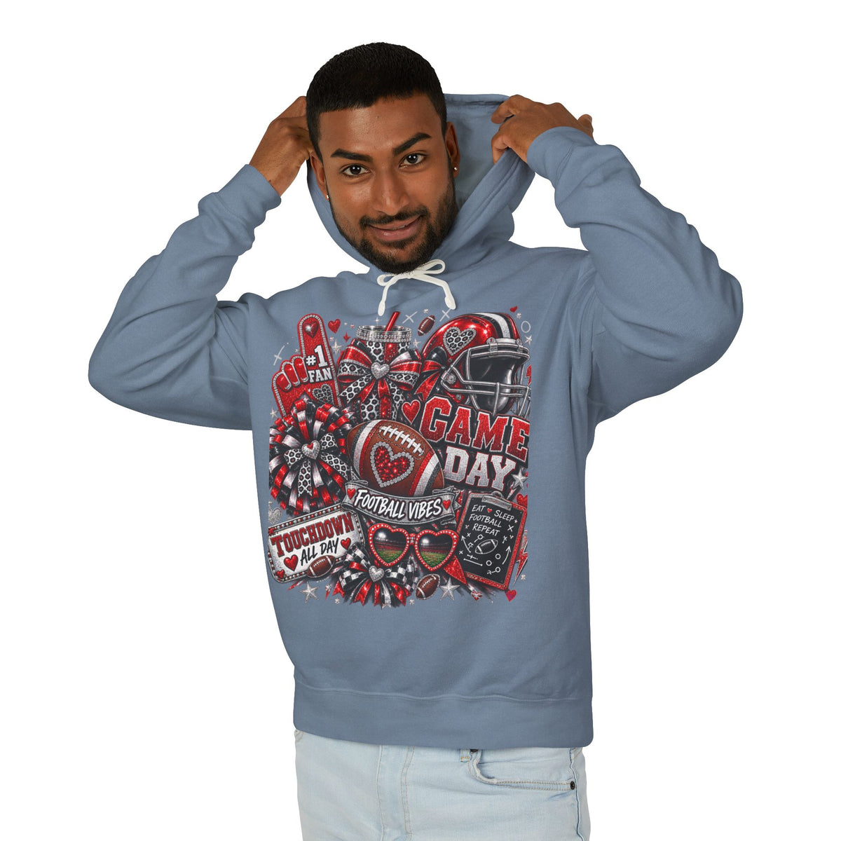 Game Day Football Hoodie – Unisex Football Fan Graphic Sweatshirt for Men & Women