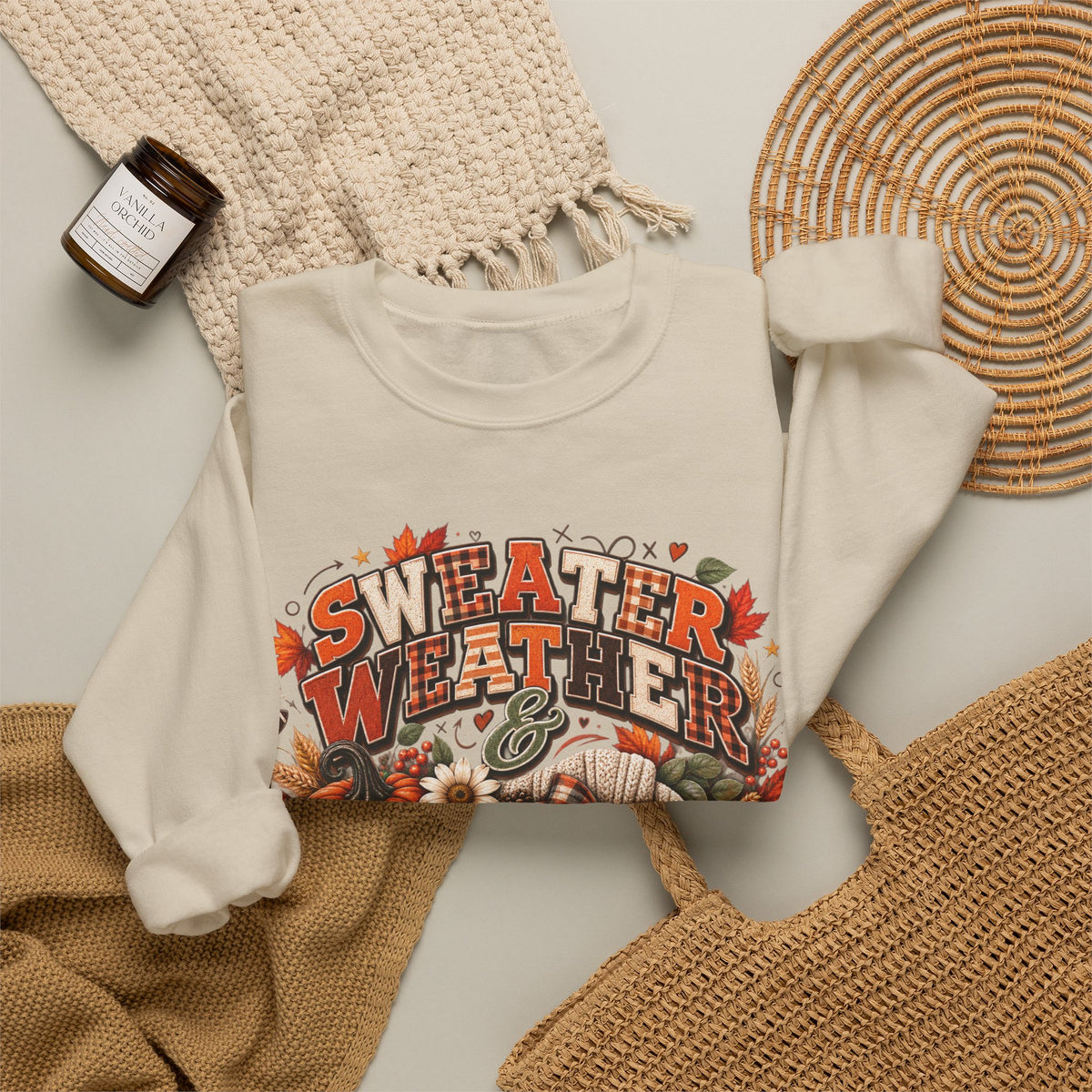 Sweater Weather & Football Sweatshirt – Cozy Fall Game Day Crewneck  Product Description