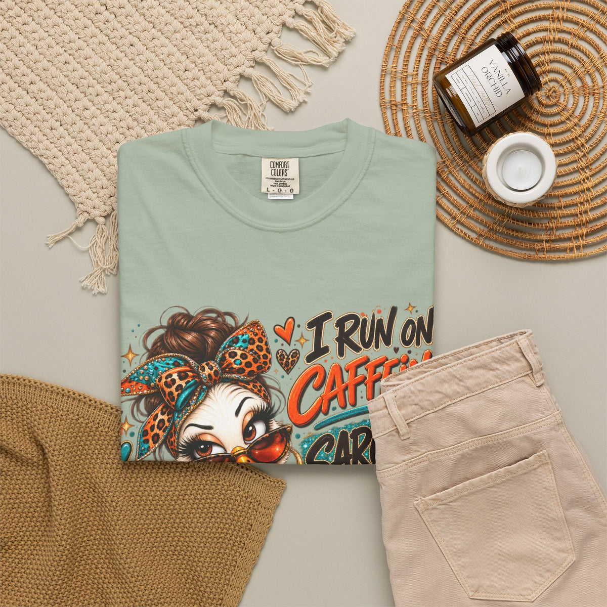 I Run on Caffeine & Sarcasm Shirt – Funny Coffee Lover Graphic Tee