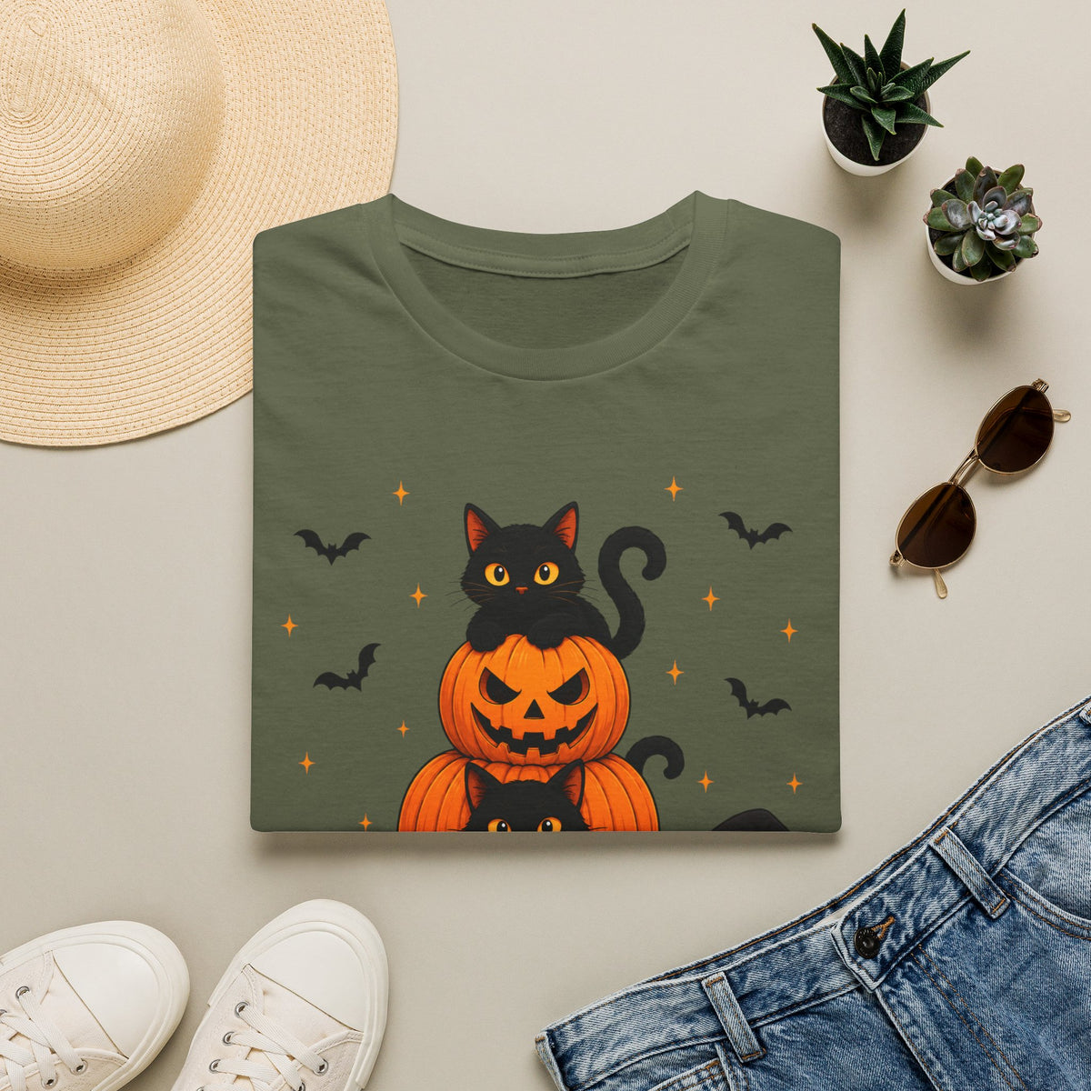 Black Cat Pumpkin Halloween Shirt – Cute Spooky Season Graphic Tee