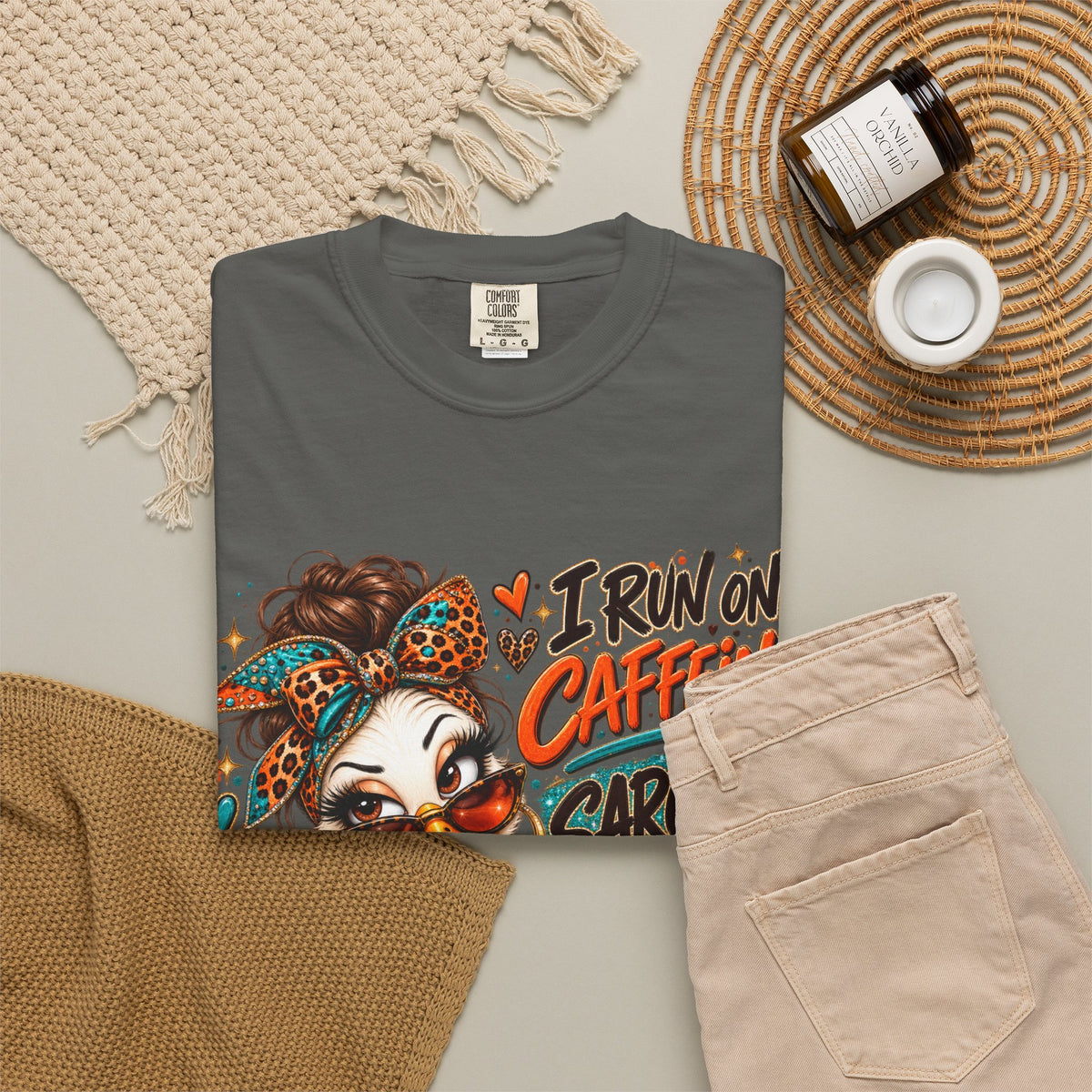 I Run on Caffeine & Sarcasm Shirt – Funny Coffee Lover Graphic Tee