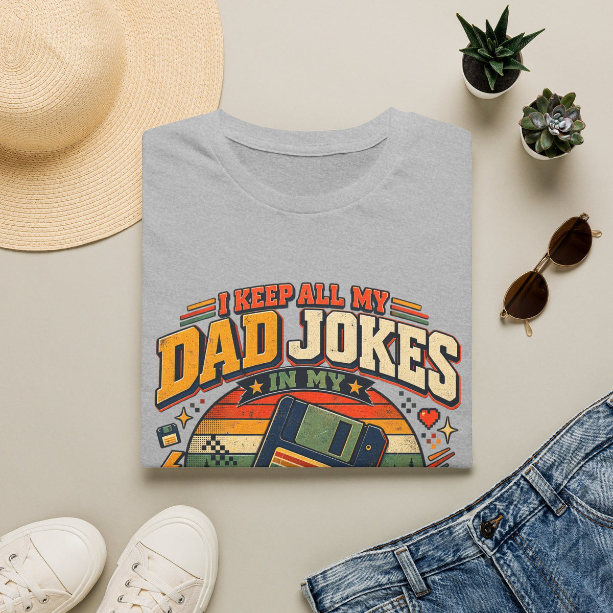 Funny Dad Joke Shirt – I Keep All My Dad Jokes in My Dad-A-Base Retro T-Shirt