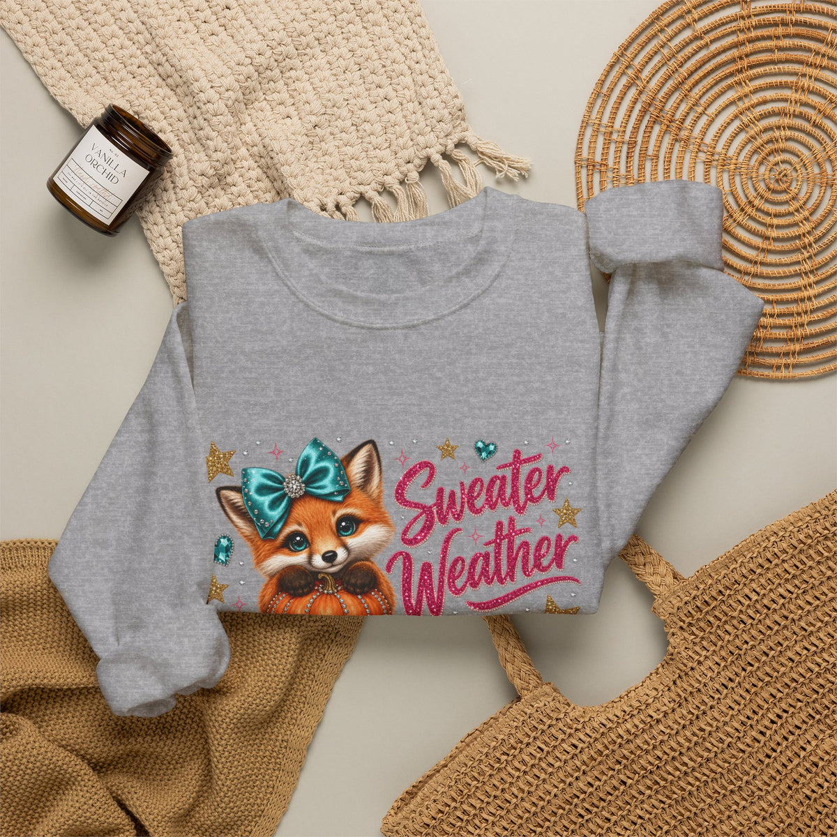 Cute Fall Fox Sweatshirt – Sweater Weather & Fall Vibes Crewneck