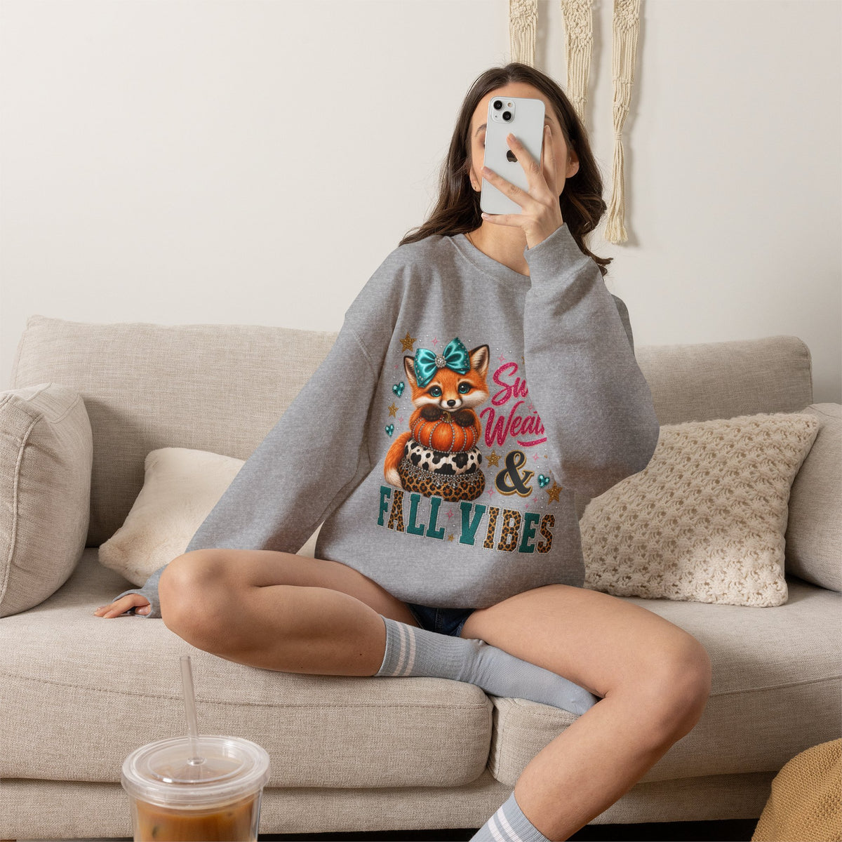 Cute Fall Fox Sweatshirt – Sweater Weather & Fall Vibes Crewneck